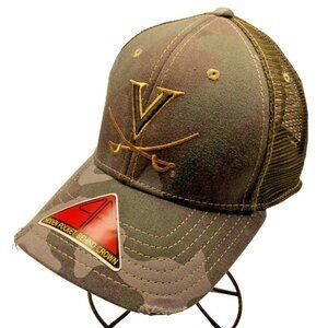 NCAA Camo Virginia Cavaliers Logo Center Hidden Pocket Behind Crown Size M/L